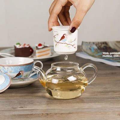 BỘ TRÀ CHIỀU 1 NGƯỜI HỌA TIẾT CHIM HOA